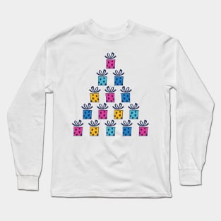 Cute Cartoon Present Stack Long Sleeve T-Shirt